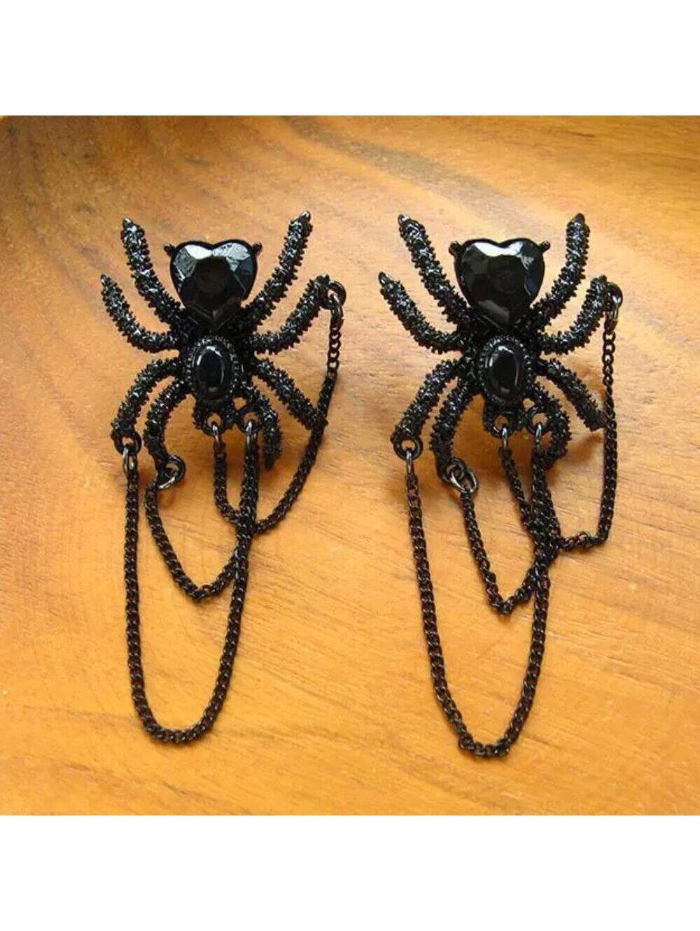 Spider Chain Halloween Earrings
